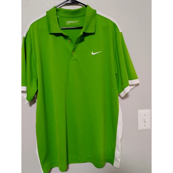 Nike Golf Polo Shirt Men' XXL Green White Colorblock Swoosh Dri Fit Athleisure - Picture 1 of 4